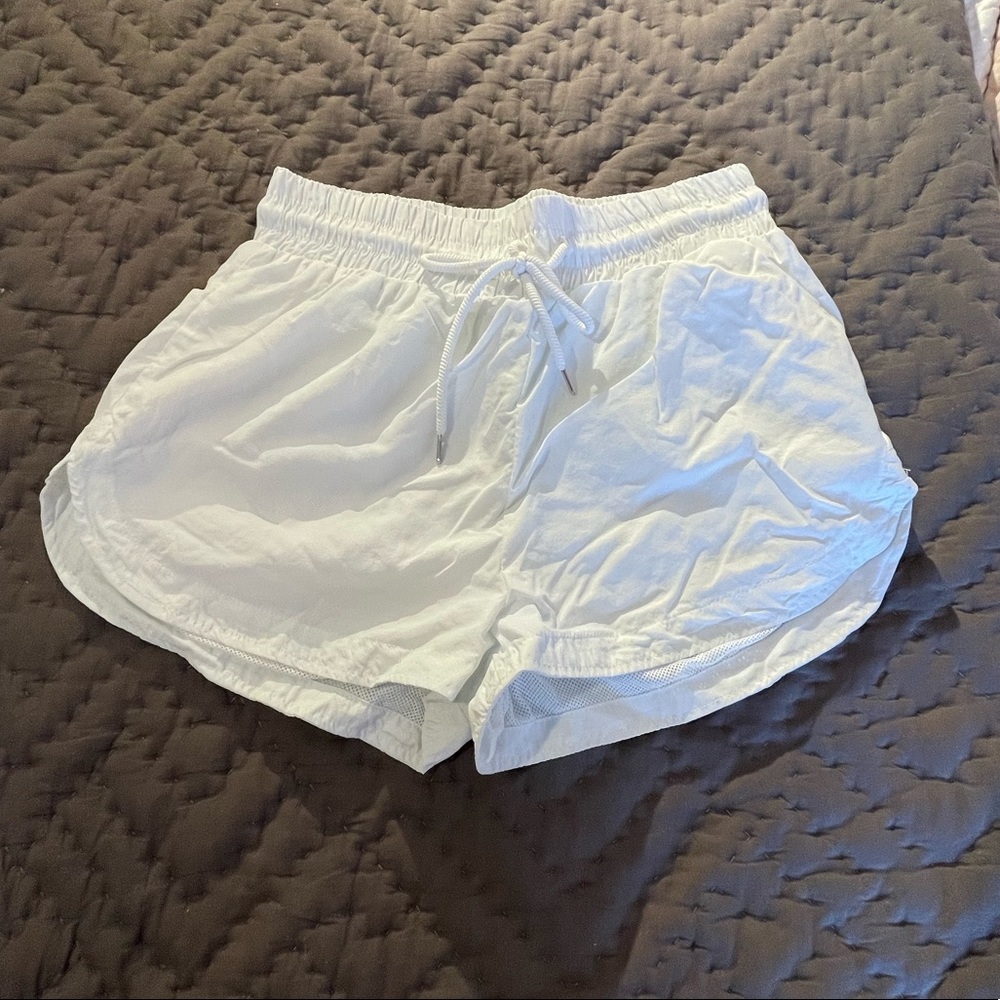 Forever 21 White Drawstring Nylon Athletic Short SIZE LARGE
